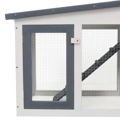 vidaXL Rabbit Hutch Bunny Cage with Pull Out Tray and Ramp Solid Pine Wood-1