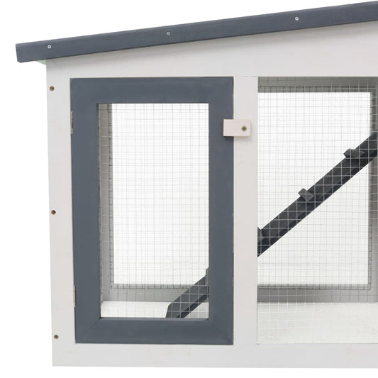 vidaXL Rabbit Hutch Bunny Cage with Pull Out Tray and Ramp Solid Pine Wood-1